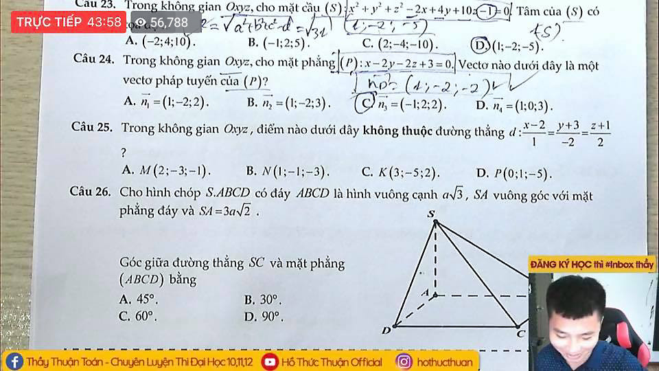 Một buổi livestream giảng bài với lượt view khủng của thầy Hồ Thức Thuận
