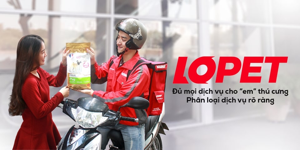 Một “ông lớn” trong ngành này chính là LoPet, dịch vụ giúp giao đồ ăn, đồ dùng cho thú cưng chỉ trong 1 giờ