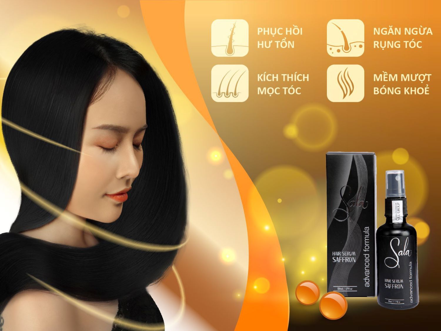 Chọn Hair Serum Saffron Sala là chọn mái tóc chắc khỏe về sau