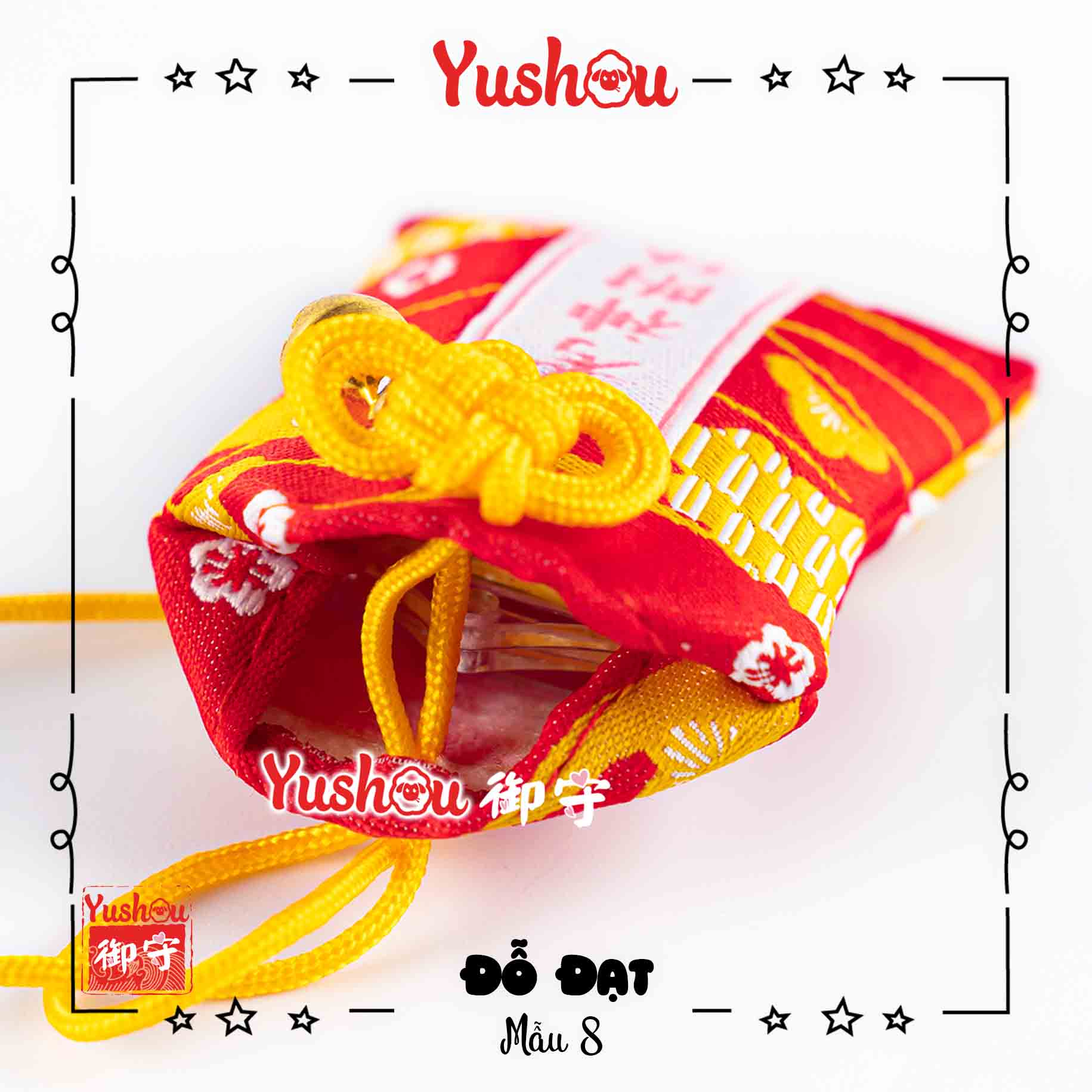 Góc nhìn cận cảnh chất liệu, đường may mũi chỉ của túi phước Yushou