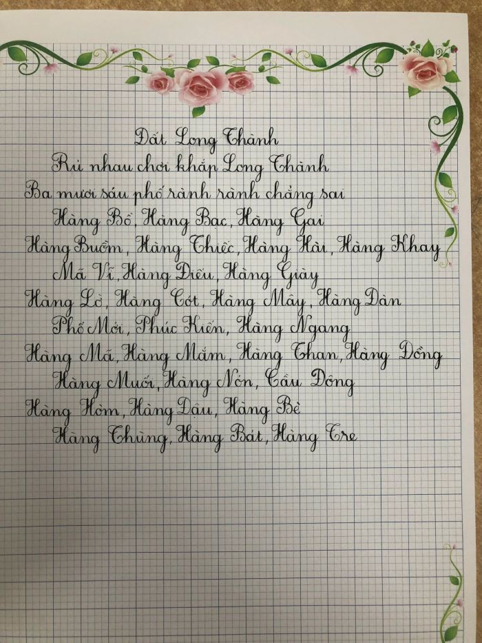 Nét chữ của cậu học trò nhỏ